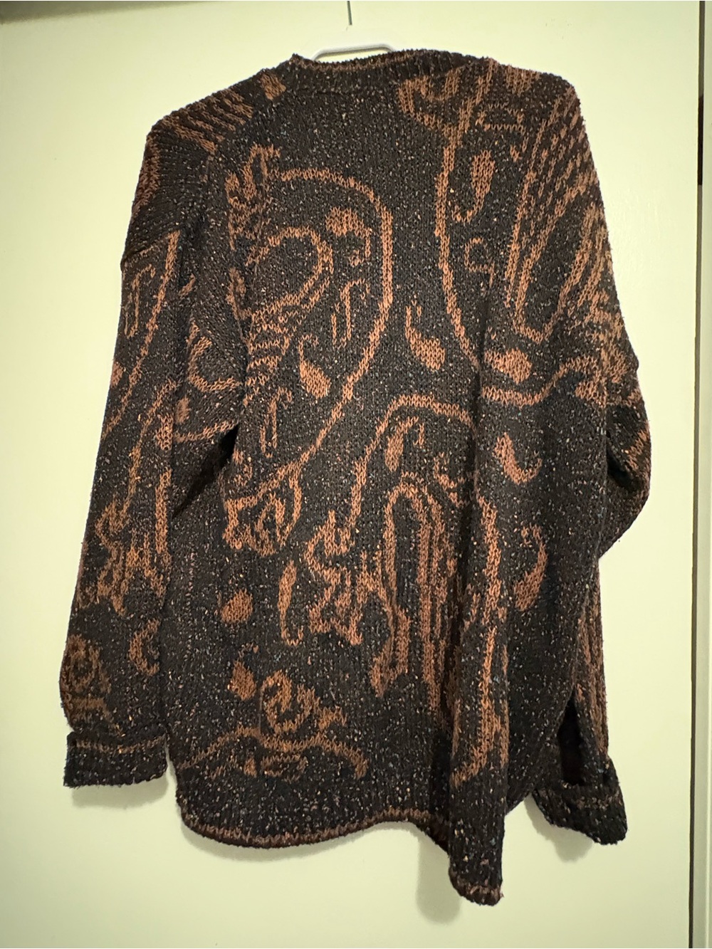Vintage Chunky Knit Tony Lambert Unique Cardigan Sweater confetti whale medium - Picture 5 of 5
